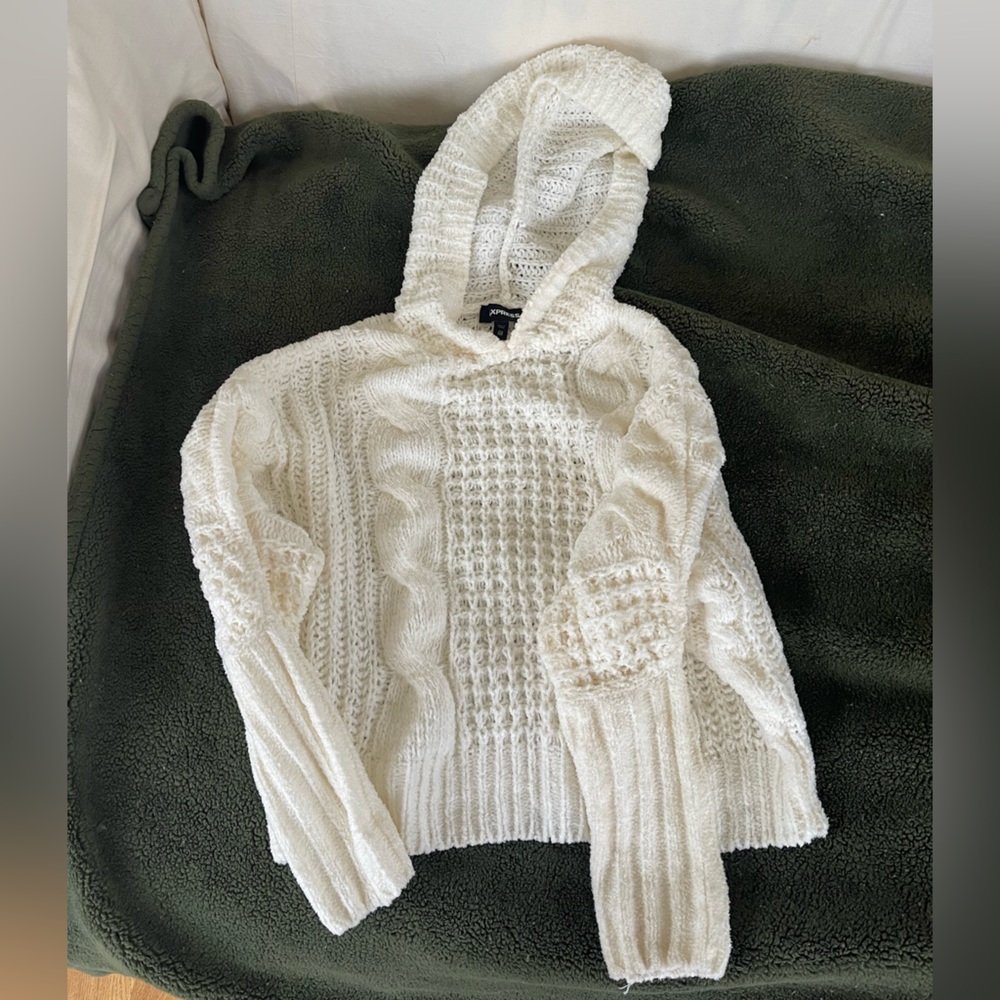 Express crop top hooded sweater